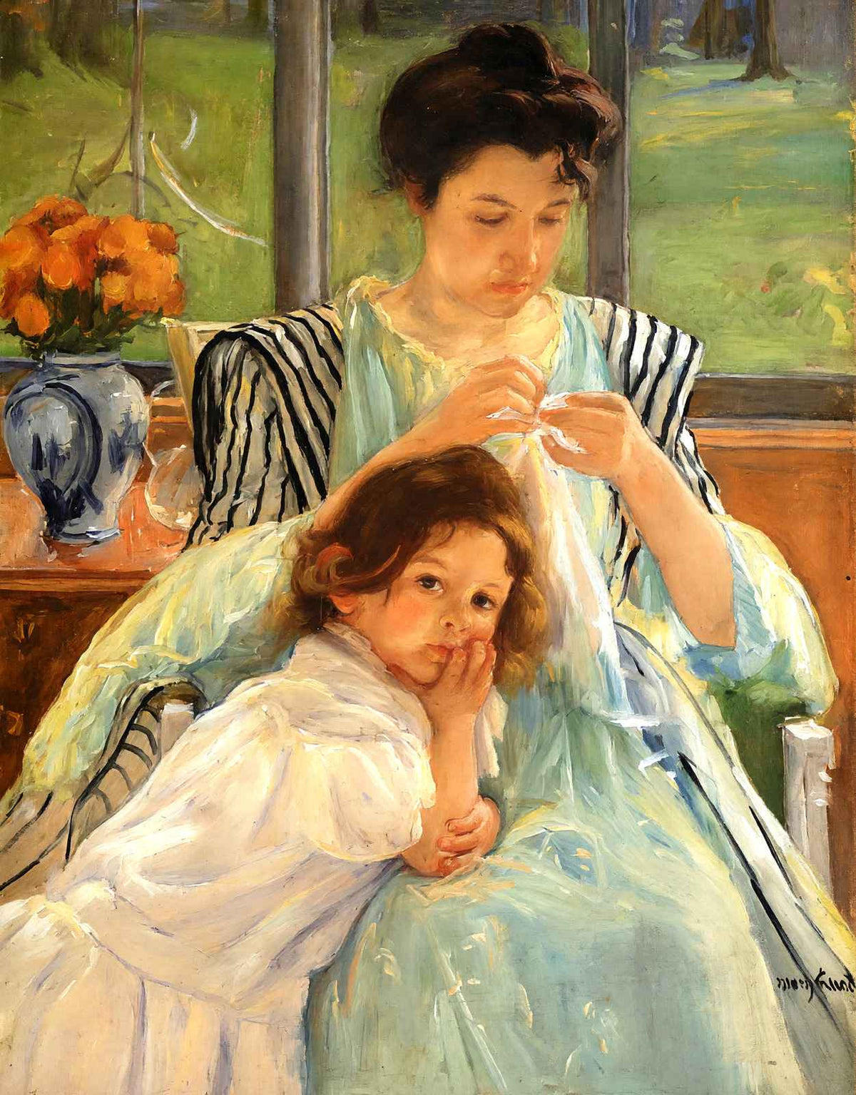 Young Mother Sewing 1900 Painting by Mary Cassatt Art Print (6 Sizes)