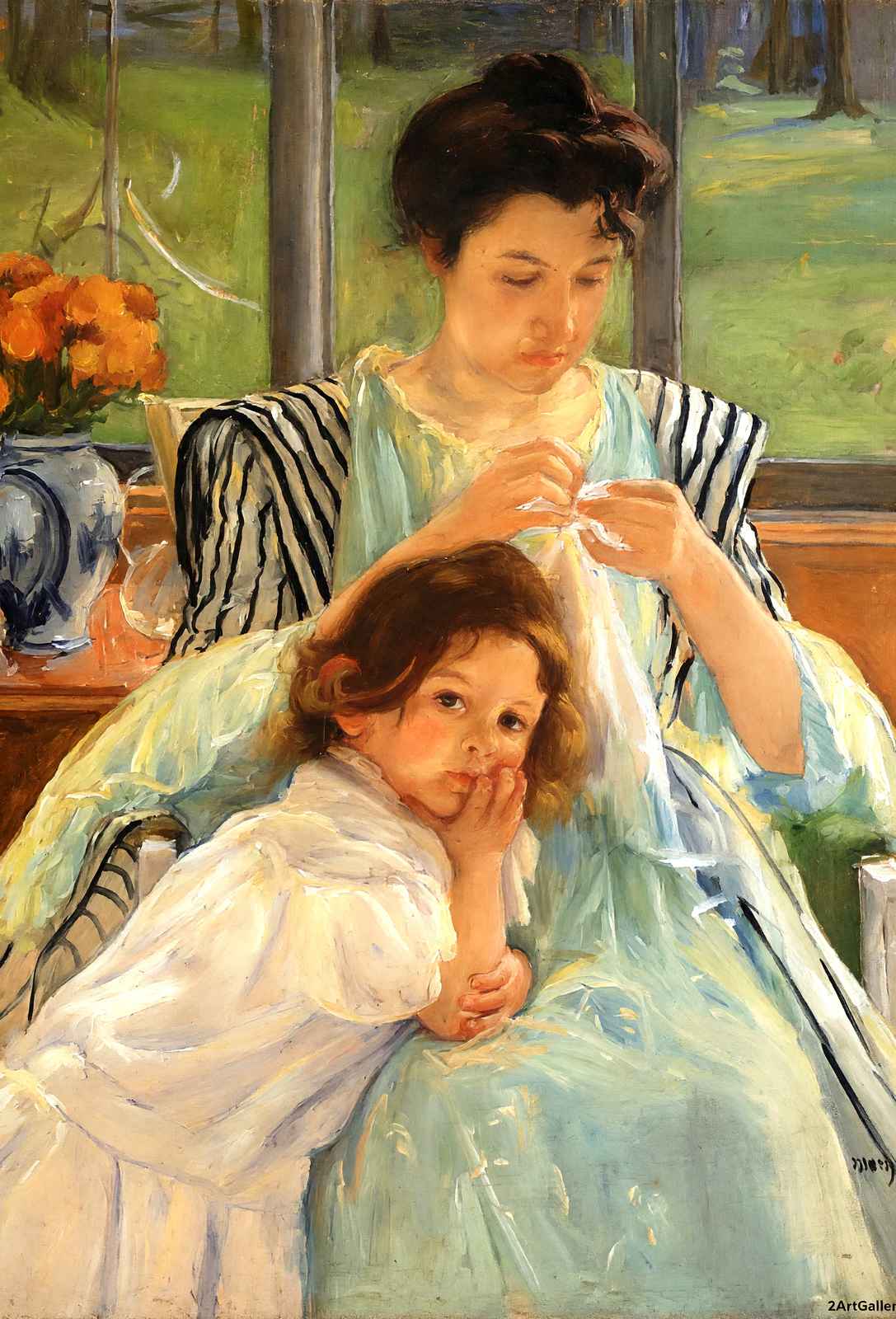 Young Mother Sewing 1900 Painting by Mary Cassatt Art Print (6 Sizes)