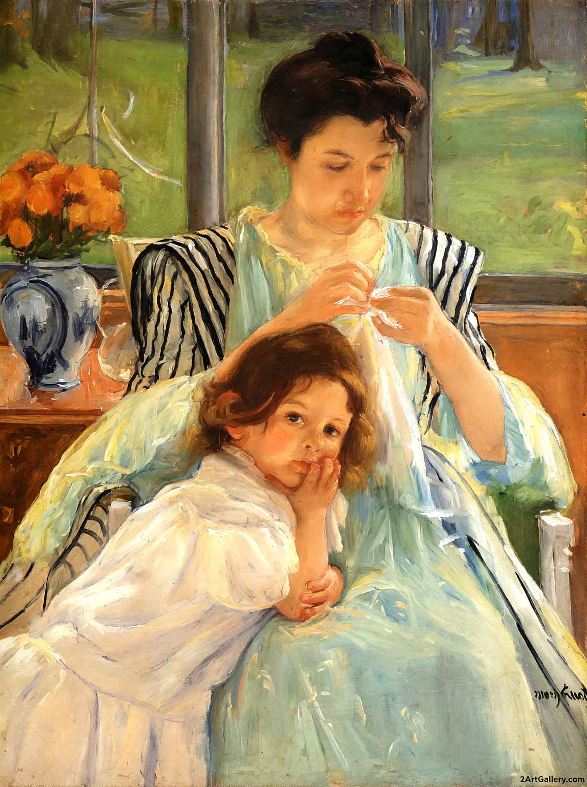 Young Mother Sewing 1900 Painting by Mary Cassatt Art Print (6 Sizes)