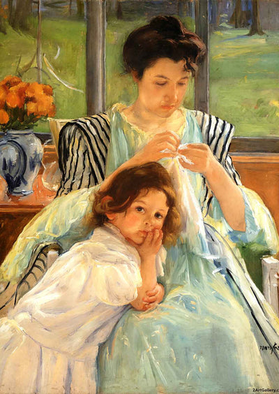 Young Mother Sewing 1900 Painting by Mary Cassatt Art Print (6 Sizes)