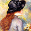 Young Girl Holding at Bouquet of Tulips Art Print 1878 by Renoir (6 Sizes)
