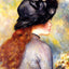 Young Girl Holding at Bouquet of Tulips Art Print 1878 by Renoir (6 Sizes)