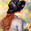 Young Girl Holding at Bouquet of Tulips art print by Pierre-Auguste Renoir (1878)