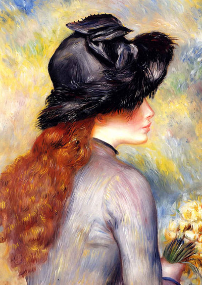 Young Girl Holding at Bouquet of Tulips Art Print 1878 by Renoir (6 Sizes)