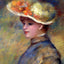 Young Woman Wearing a Hat Painting by Pierre-Auguste Renoir Art Print (6 Sizes)