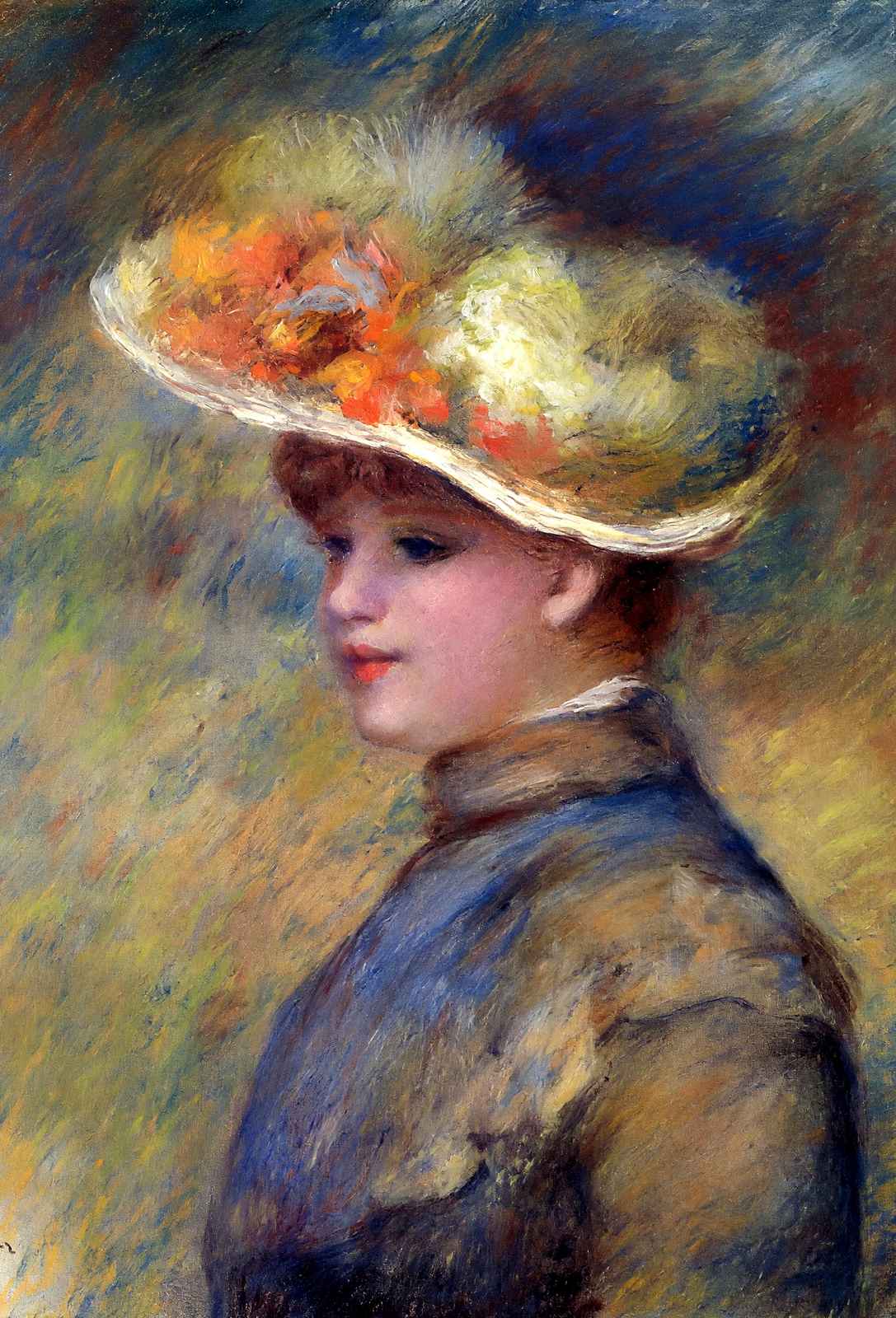 Young Woman Wearing a Hat Painting by Pierre-Auguste Renoir Art Print (6 Sizes)