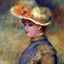 Young Woman Wearing a Hat painting print by Pierre-Auguste Renoir