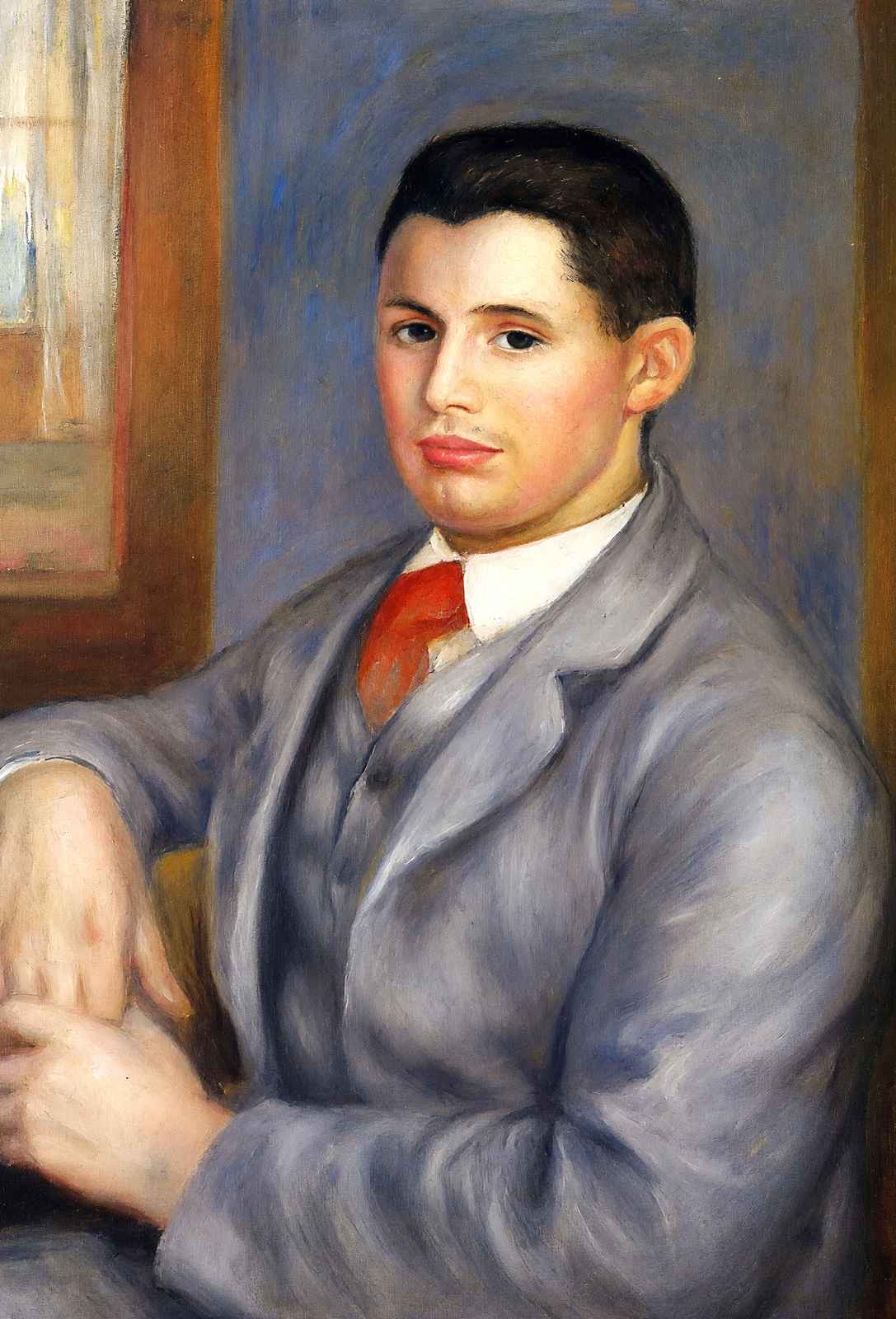 Young Man in a Red Tie, Portrait of Eugene Renoir 1890 Art Print (6 Sizes)