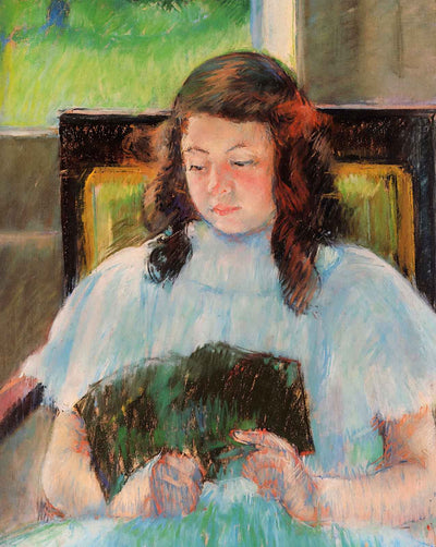 Young Girl Reading art print by Mary Cassatt (1908)