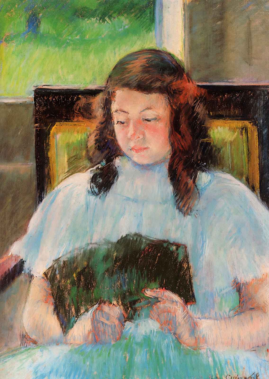 Young Girl Reading 1908 Painting by Mary Cassatt Fine Art Print (6 Sizes)