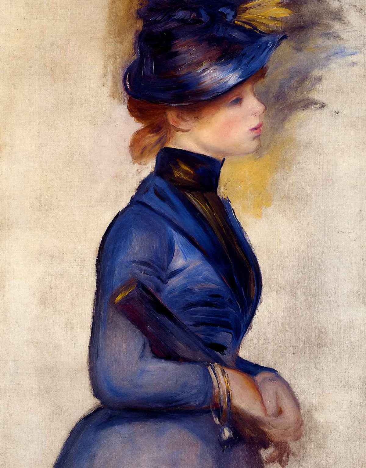 Young Woman in Bright Blue at the Conservatory 1877 Fine Art Print (6 Sizes)