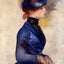 Young Woman in Bright Blue at the Conservatory 1877 Fine Art Print (6 Sizes)