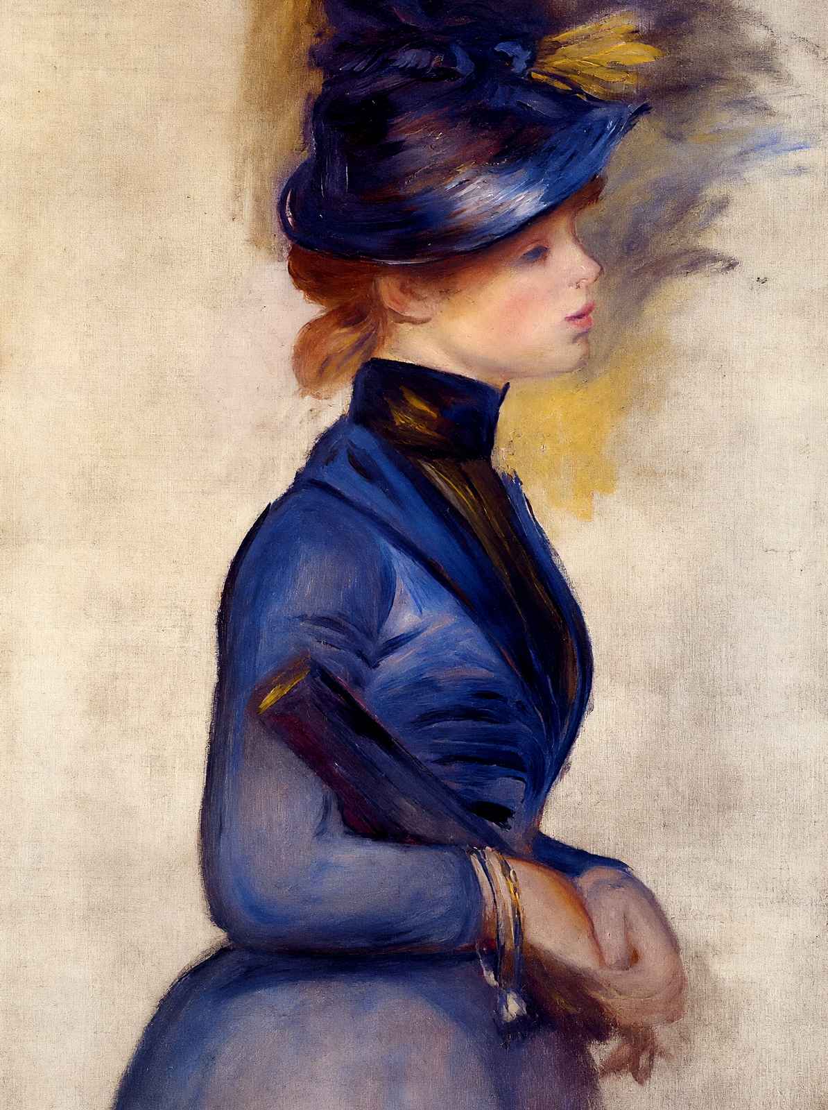 Young Woman in Bright Blue at the Conservatory 1877 Fine Art Print (6 Sizes)