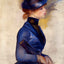 Young Woman in Bright Blue at the Conservatory painting by Pierre-Auguste Renoir (1877)