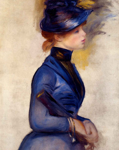 Young Woman in Bright Blue at the Conservatory painting by Pierre-Auguste Renoir (1877)