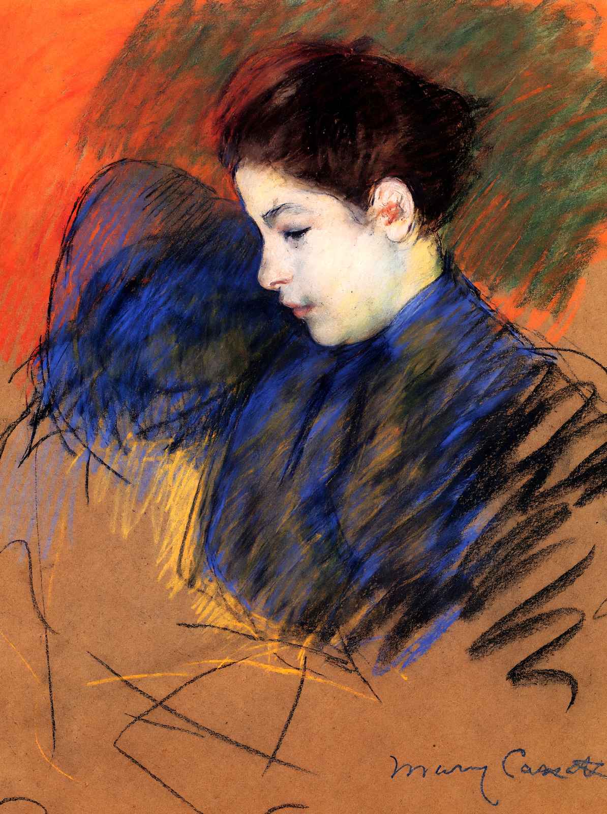 Young Woman Reflecting Art Print 1894 Painting by Mary Cassatt (6 Sizes)