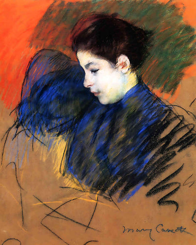 Young Woman Reflecting Painting by Mary Cassatt 8x10" Art Print - Restored