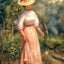 Young Woman in Red in the Fields Art Print 1900 by Renoir (6 Sizes) - Restored