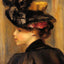 Young Woman Wearing a Black Hat 1895 by Renoir Art Print (6 Sizes) - Acid Free
