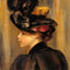 Young Woman Wearing a Black Hat fine art print by Pierre-Auguste Renoir (1895)