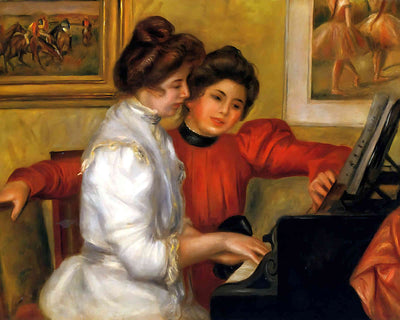 Young Girls at the Piano Painting by Pierre-Auguste Renoir 8x10" Art Print