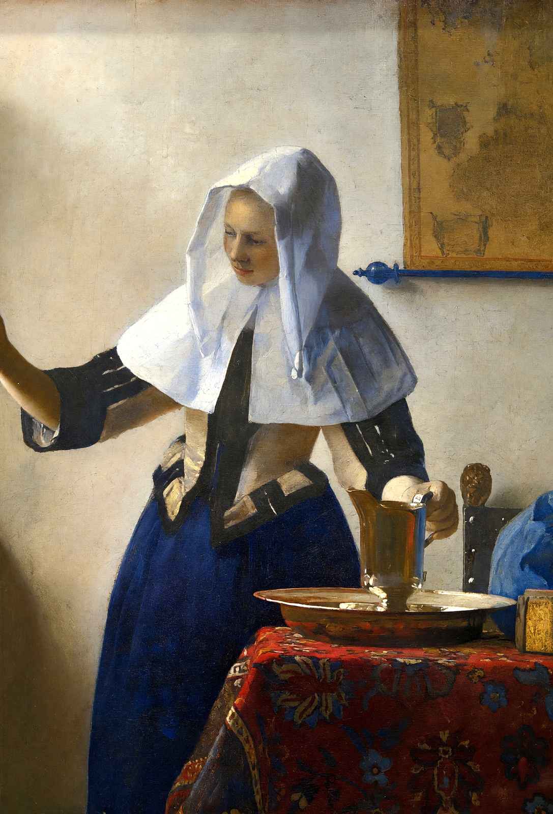 Young Woman with a Water Pitcher 1665 by Johannes Vermeer Art Print (6 Sizes)