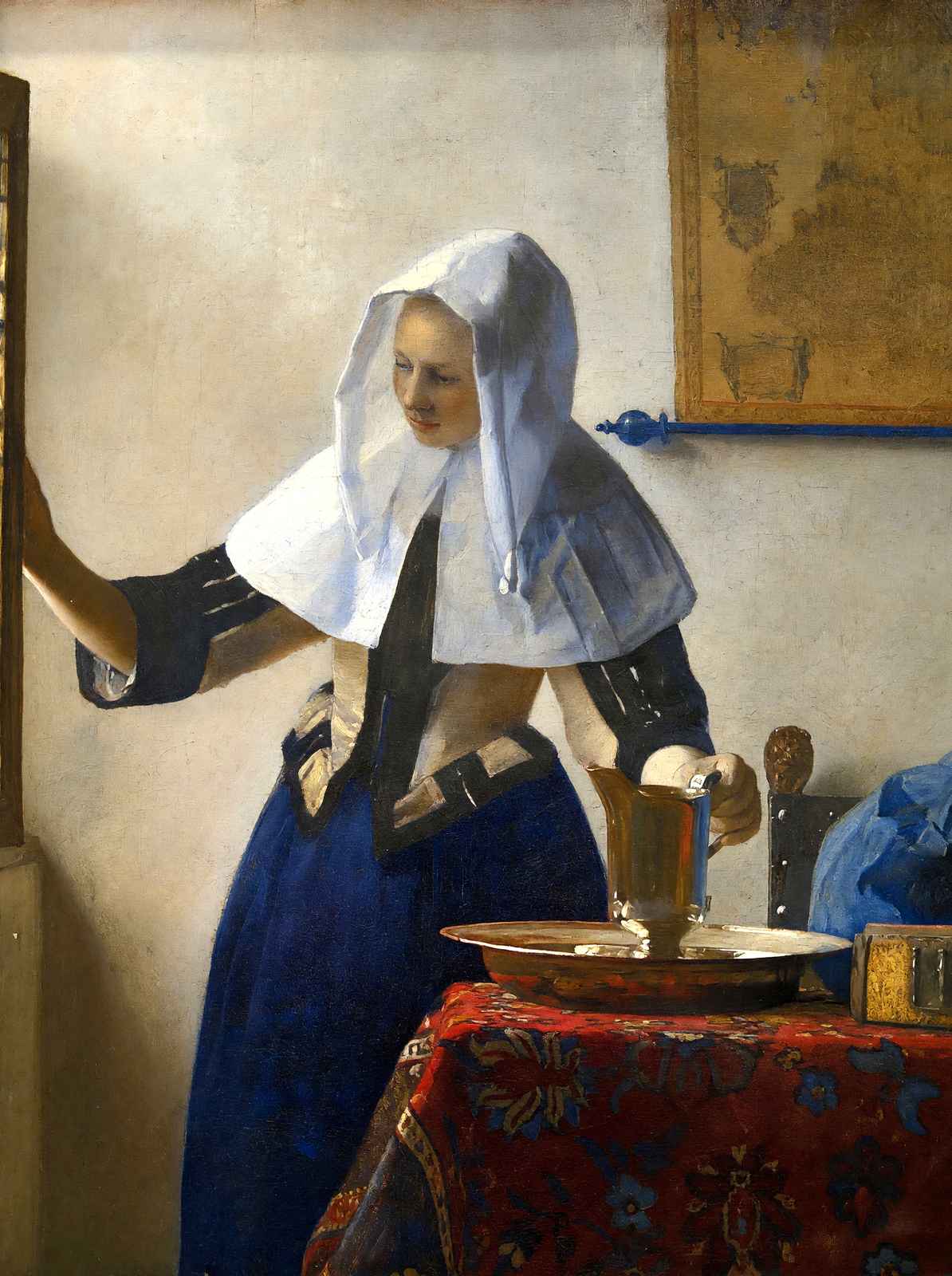 Young Woman with a Water Pitcher 1665 by Johannes Vermeer Art Print (6 Sizes)
