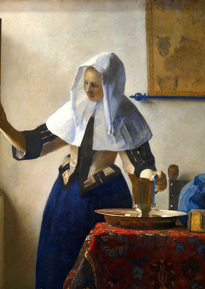 Young Woman with a Water Pitcher 1665 by Johannes Vermeer Art Print (6 Sizes)