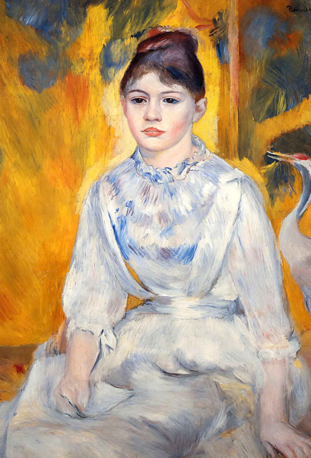Young Woman with Crane Art Print 1886 by Pierre-Auguste Renoir (6 Sizes)
