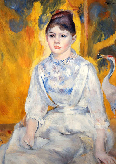 Young Woman with Crane Art Print 1886 by Pierre-Auguste Renoir (6 Sizes)