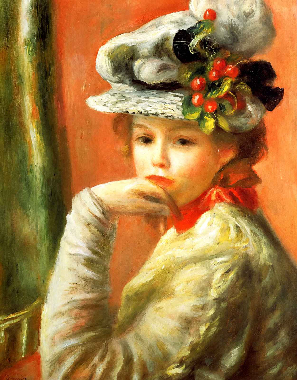 Young Girl in a White Hat 1891 by Pierre-Auguste Renoir Fine Art Print (6 Sizes)