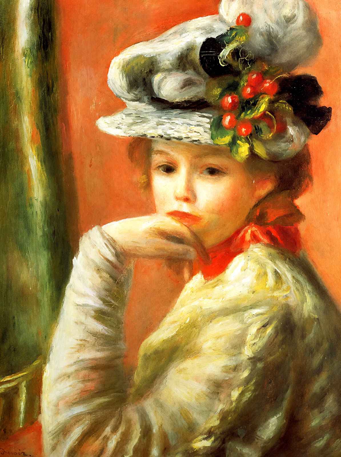 Young Girl in a White Hat 1891 by Pierre-Auguste Renoir Fine Art Print (6 Sizes)