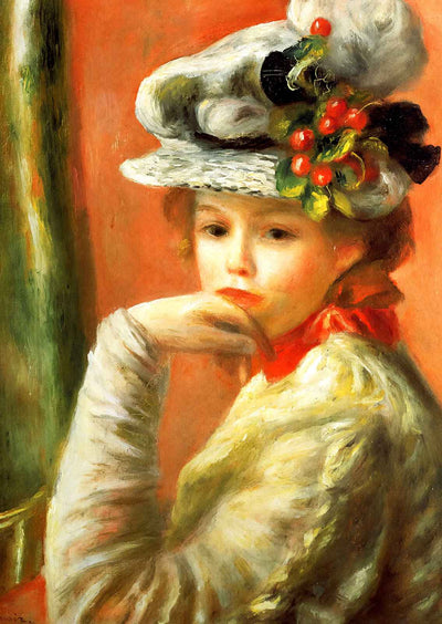 Young Girl in a White Hat 1891 by Pierre-Auguste Renoir Fine Art Print (6 Sizes)