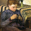Young Woman Mending Her Stockings painting print by Camille Pissarro (1895)