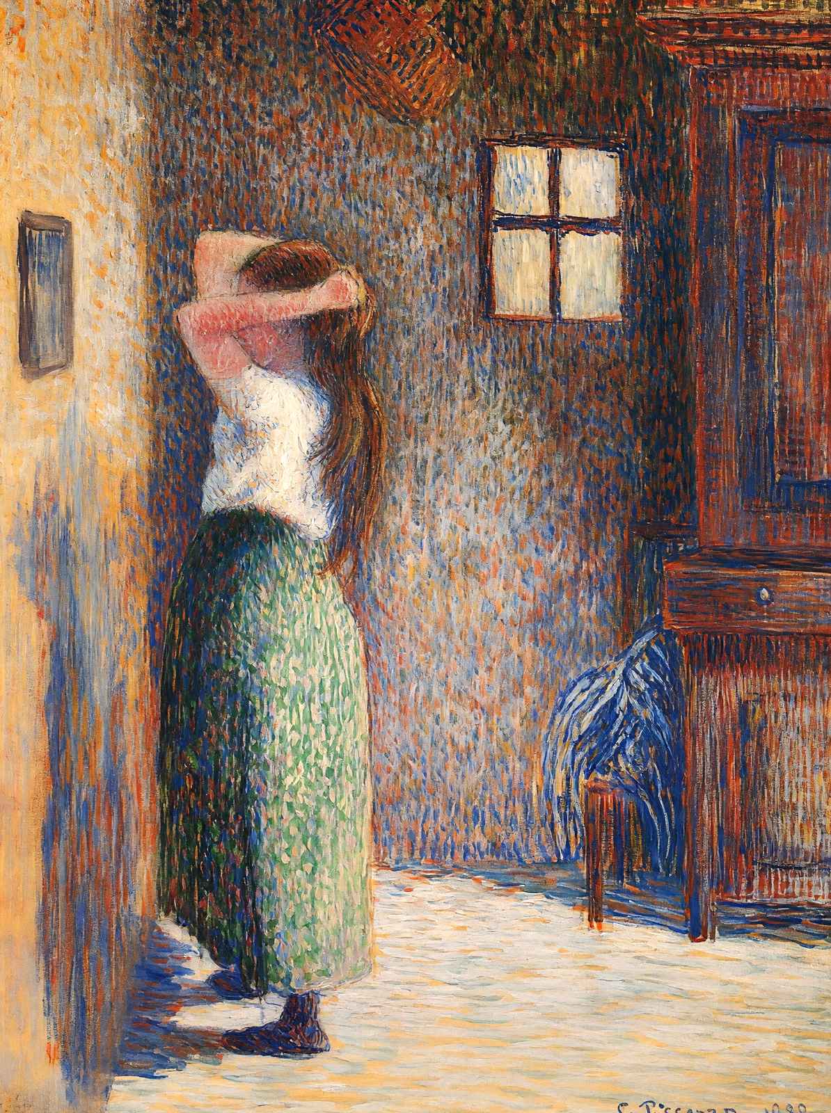 Young Peasant at Her Toilette Fine Art Print 1888 by Camille Pissarro (6 Sizes)
