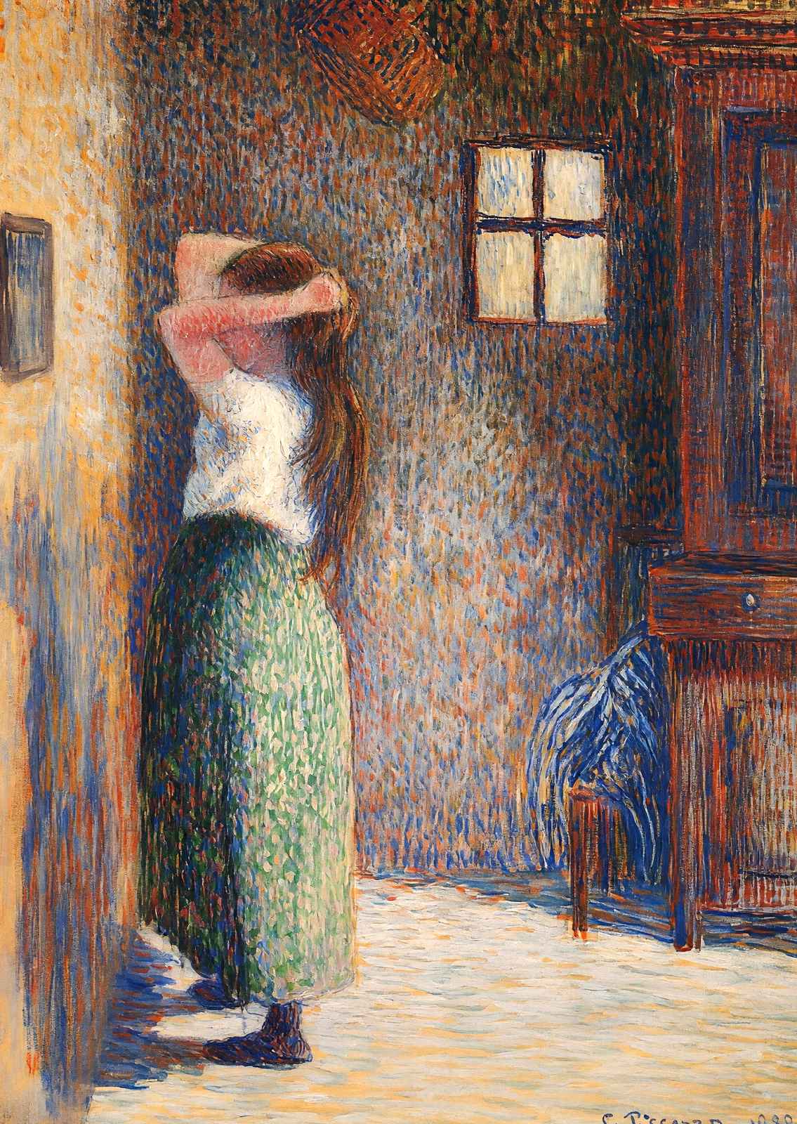 Young Peasant at Her Toilette Fine Art Print 1888 by Camille Pissarro (6 Sizes)