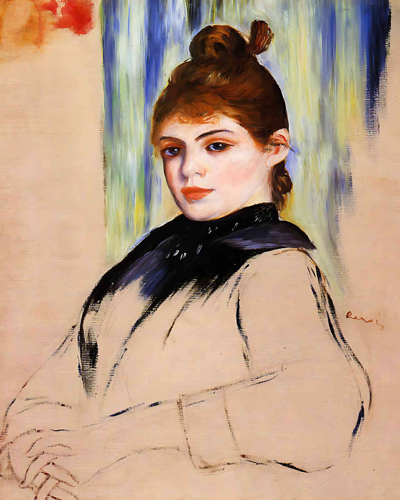 Young Woman with a Bun in Her Hair by Pierre-Auguste Renoir 8x10" Art Print