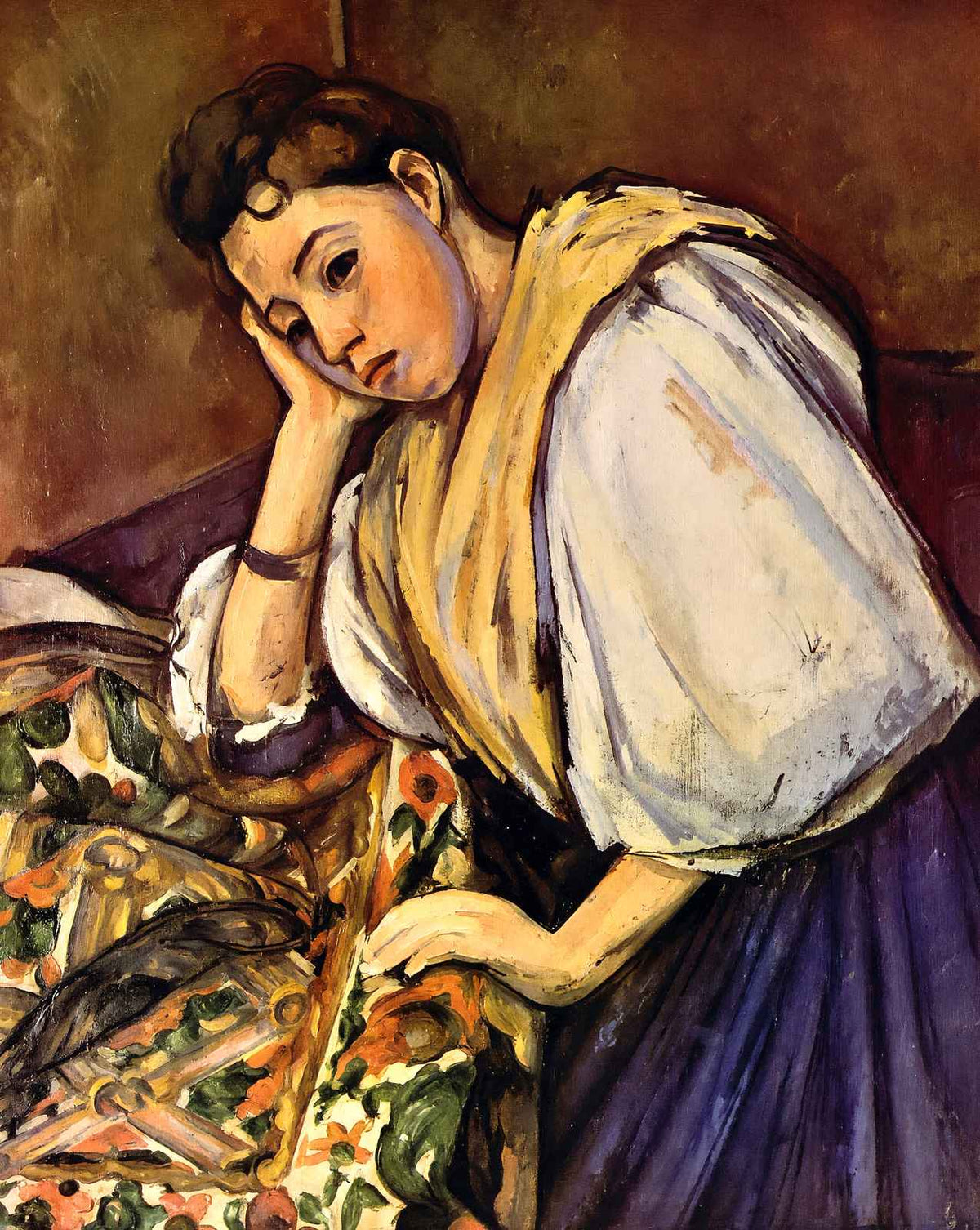 Young Italian Girl Resting on Her Elbow art print by Paul Cezanne (1896)