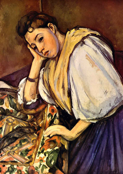 Young Italian Girl Resting on Her Elbow Art Print 1896 by Paul Cezanne (6 Sizes)