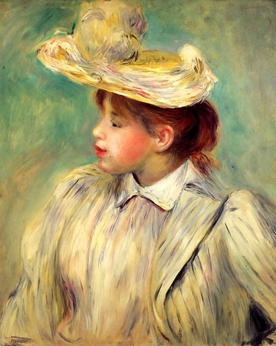 Young Woman in a Straw Hat painting by Pierre-Auguste Renoir (1901)