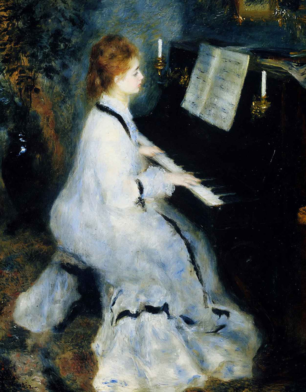 Young Woman at the Piano 1876 by Pierre-Auguste Renoir Fine Art Print (6 Sizes)