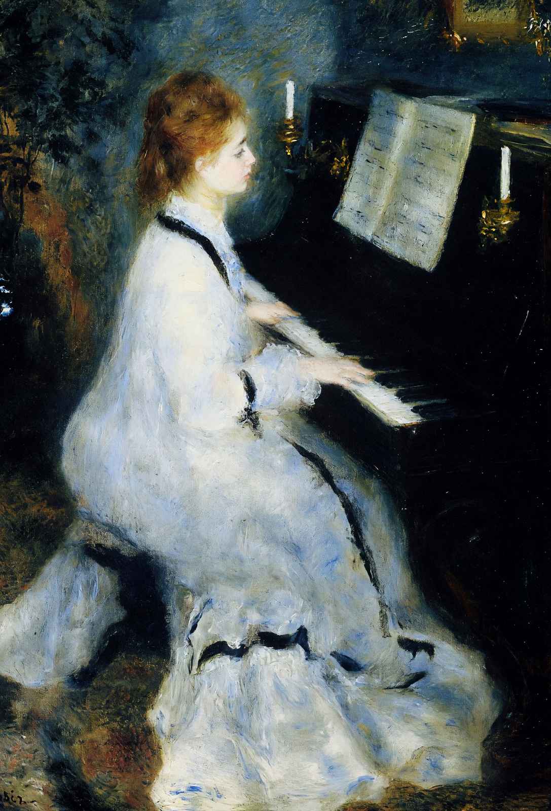 Young Woman at the Piano 1876 by Pierre-Auguste Renoir Fine Art Print (6 Sizes)