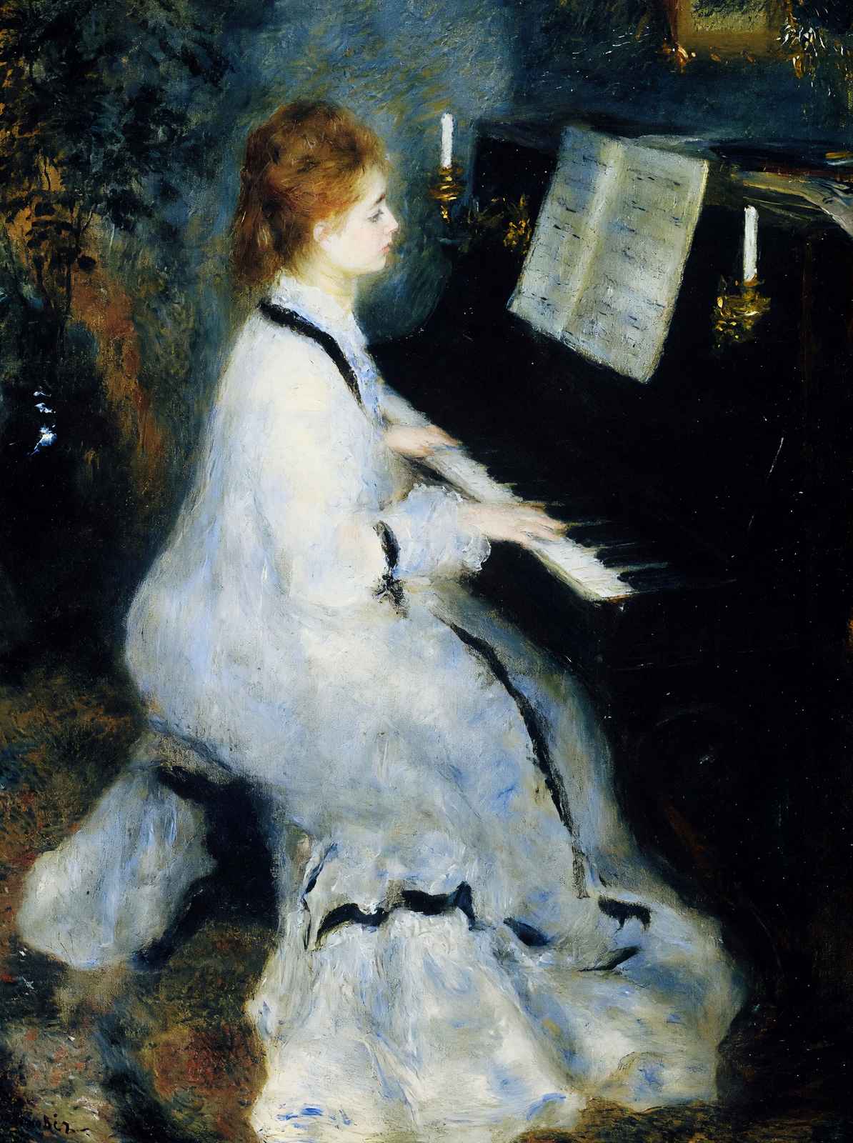 Young Woman at the Piano 1876 by Pierre-Auguste Renoir Fine Art Print (6 Sizes)