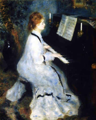 Young Woman at the Piano Painting by Pierre-Auguste Renoir 8x10" Art Print