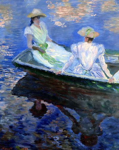 Young Girls in a Row Boat fine art print by Claude Monet (1887)