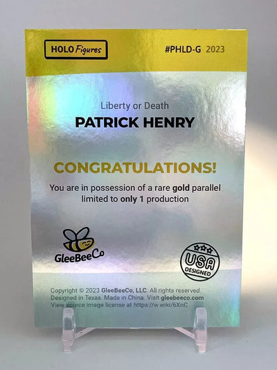 1/1 Patrick Henry Liberty or Death Holo Gold Signature GleeBeeCo Card #PHLD-G