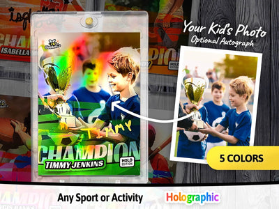 Champion Personalized Sports Card for Kids, Teens and Dads - Holographic - Just Upload Your Photo