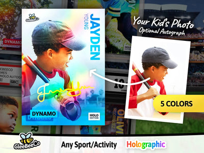 Dynamo Kids' Custom Holographic Baseball Card - Your Child's Photo & Name - Birthday or Father's Gift - Basketball, Football or Any Sport