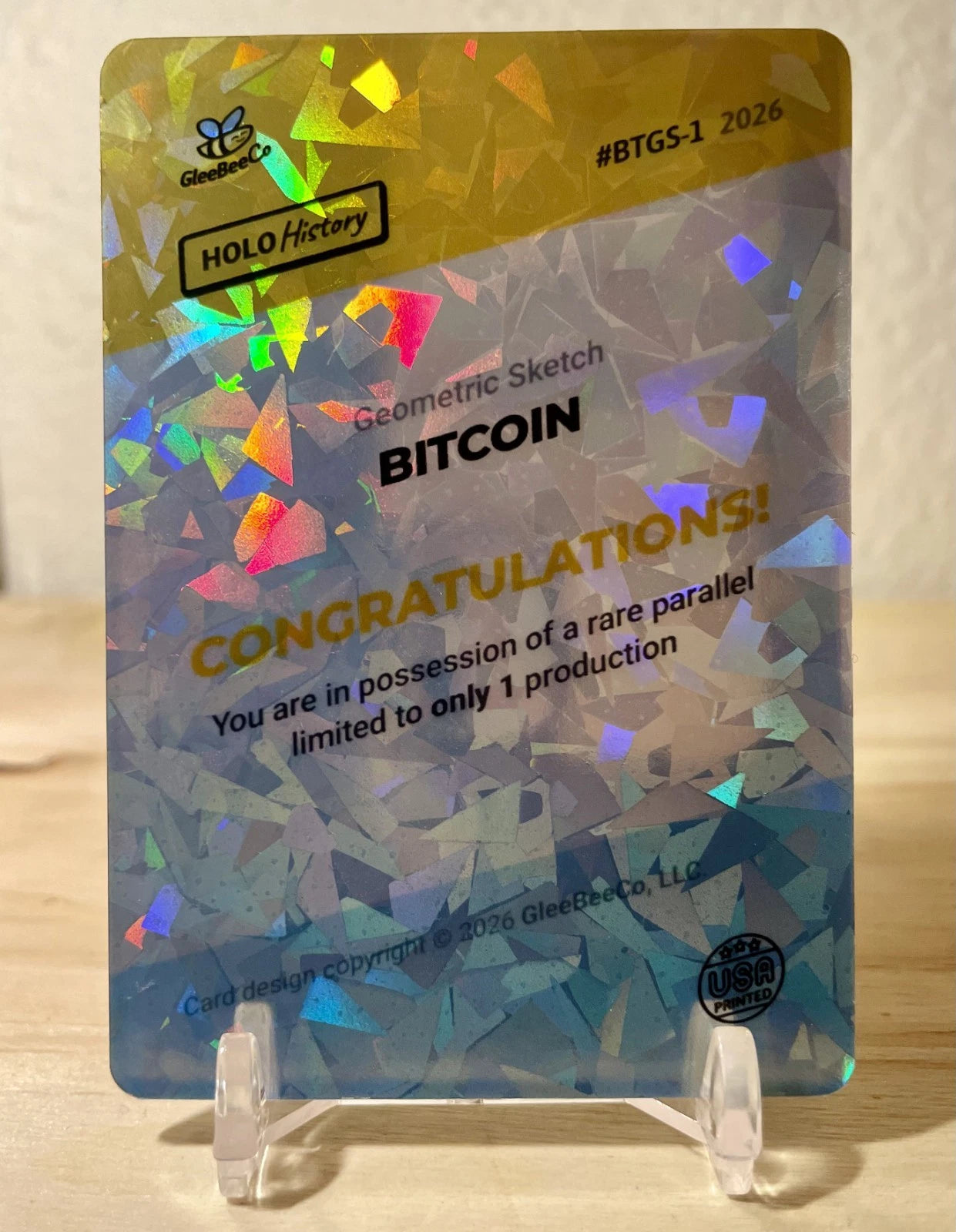 1/1 BITCOIN Card - Geometric Sketch Holo Shards - 2026 GleeBeeCo #BTGS-1