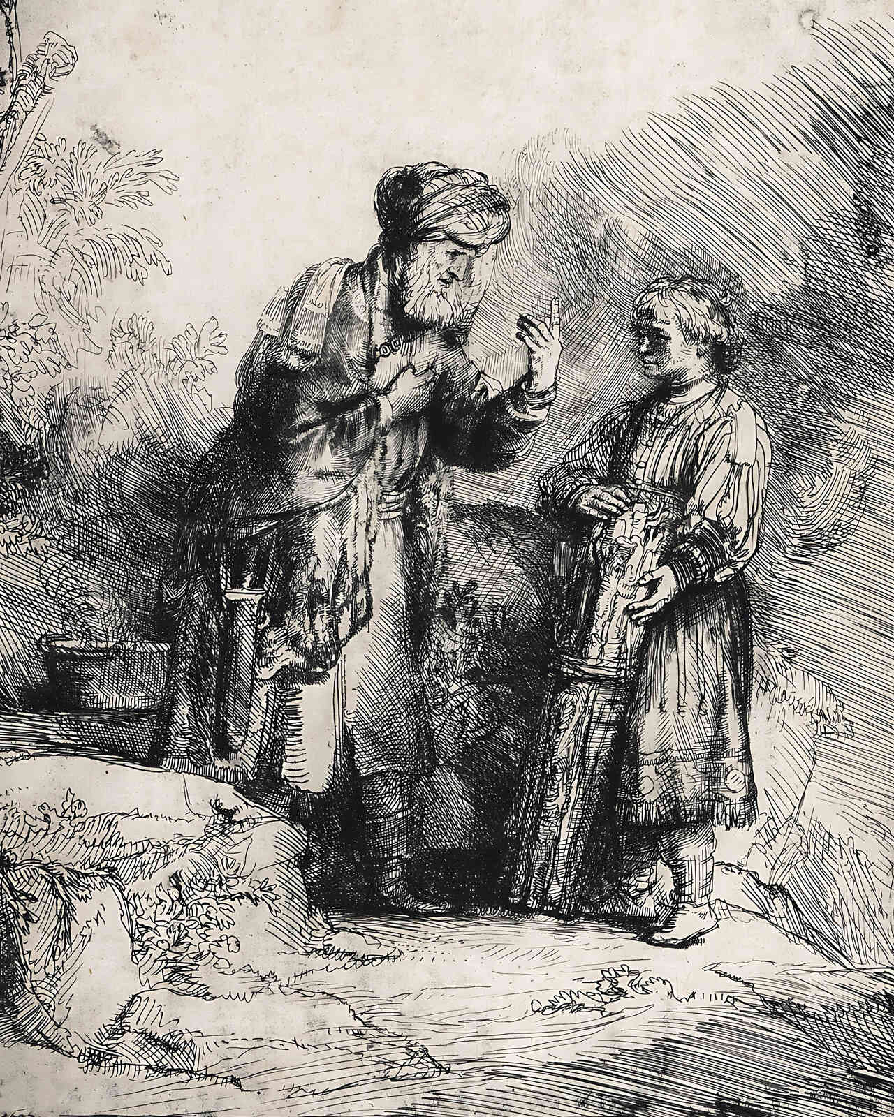 Abraham and Isaac Painting by Rembrandt 8x10" Art Print - Acid Free